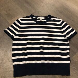 Brooks BrothersStriped Black and White Short Sleeve Top